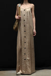 Mutedance 24 Spring/Summer Printed Flowing Long Dress MD-MD24SS30-K khaki PM141